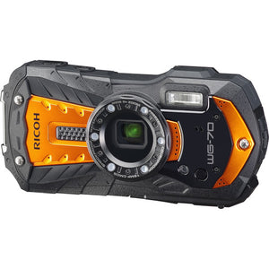 Ricoh WG-70 Waterproof 16MP Digital Camera, 2.7" LCD with Optio Floating Wrist Strap and Chest Harness (Orange)