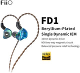 FiiO FD1 Hi-Res Earbuds Wired in ear Earphones (Blue)