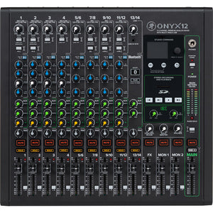 Mackie Onyx12 12-Channel Premium Analog Mixer British Style Perkins 3-Band EQ with Multitrack USB