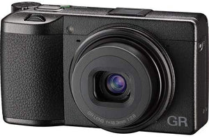 Ricoh GR III with GK-1 Metal Hot Shoe Cover and Dark Gray and GS-2 Leather Strap