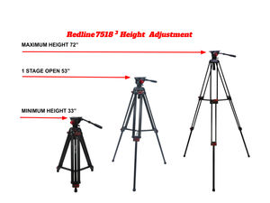 RedLine 7518-3 Professional Video Tripod with F18-3 Fluid Head plus FREE Redline D3 Universal Folding Dolly