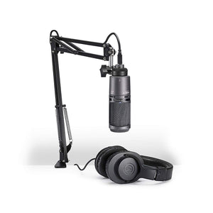 Audio-Technica AT2020USB+ Microphone Pack with ATH-M20x, Boom & USB Cable, Shockmount and Pop Filter